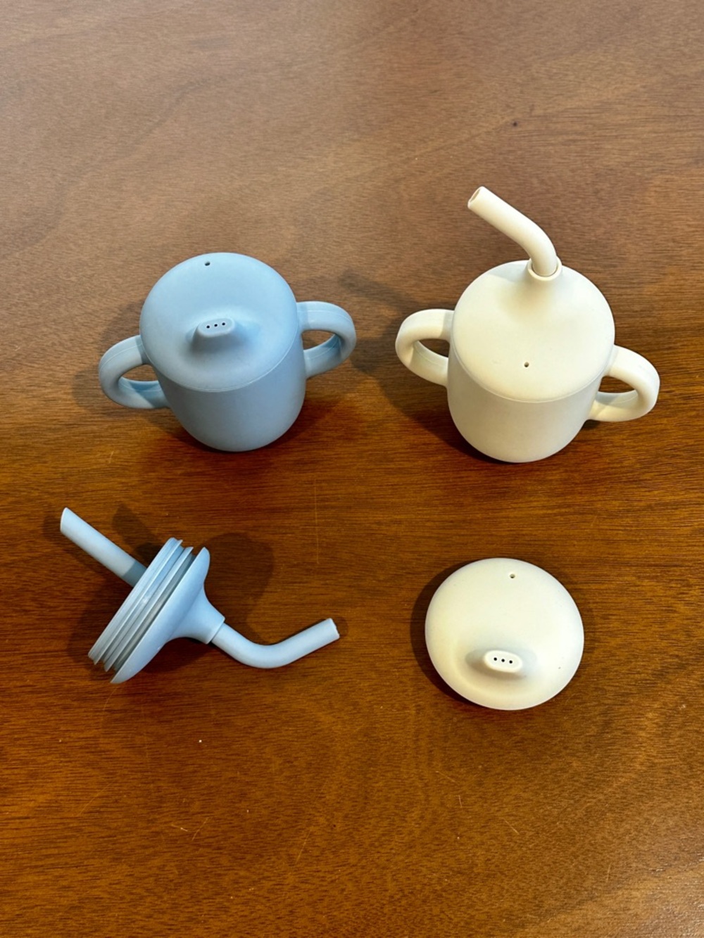 Silicone Training Cup Set in Light Blue & Cream